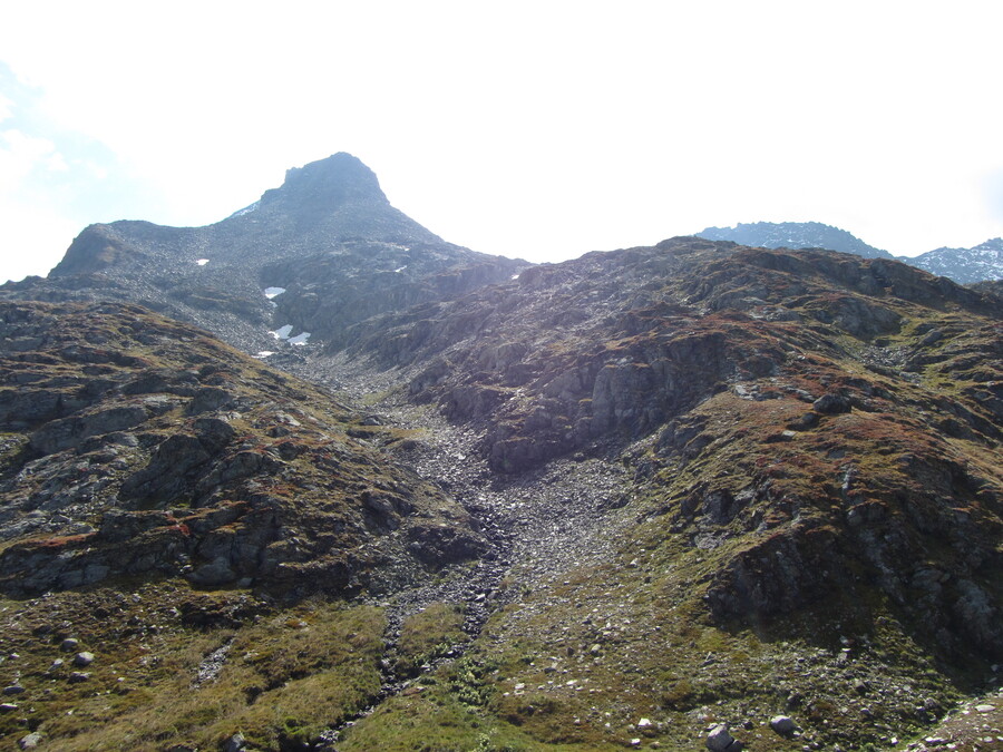 Richting Löbbentörl en Innerer Knorrkogel. Alllebei nog net niet te zien.