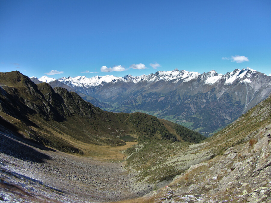 Vanaf de Zunigtörl richting Zunigsee, Ganitzle en Virgental