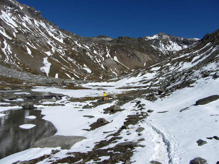 Richting de Eissee. Vorig jaar was dit alleen maar grijs.