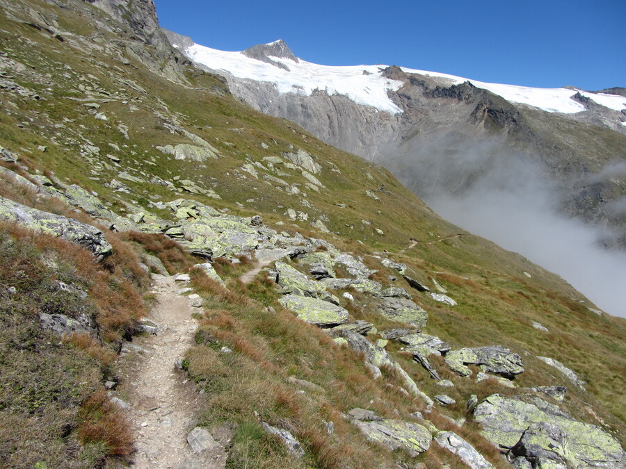 Even achteromkijken naar de Rainerhorn. De Groß Venediger is al uit beeld verdwenen