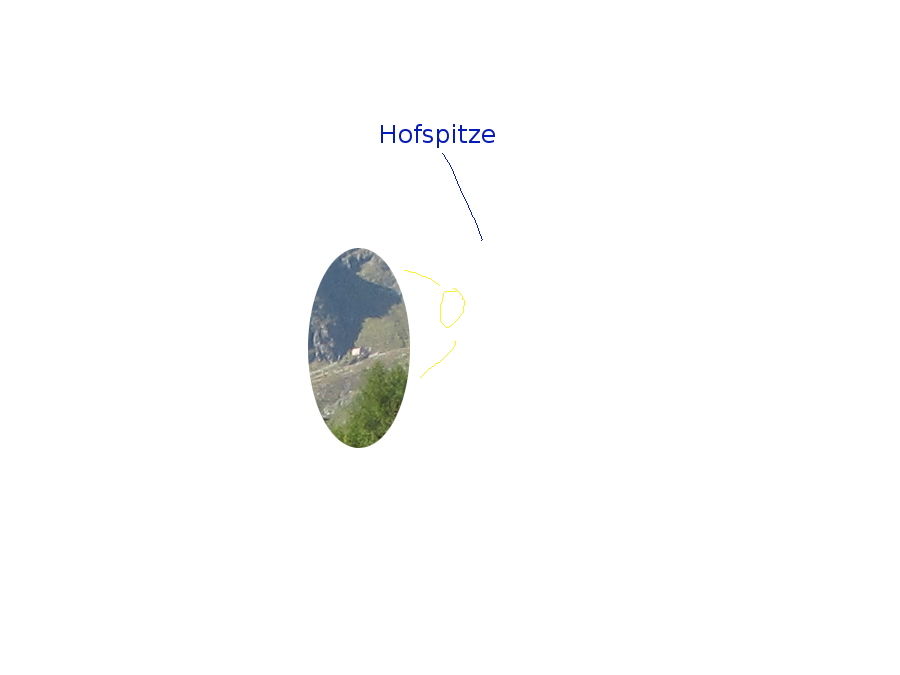 De weg naar de hut was lang en nogal saai, met de Hofspitze als dalafsluiter