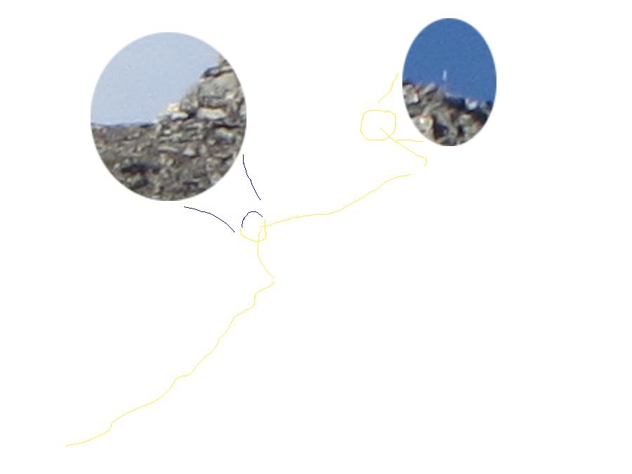 Van beneden is het lastig voor te stellen dat er een pad loopt, maar de splitsing richting de Lasnitzenh&uuml;tte en het Gipfelkreuz zijn wel te zien